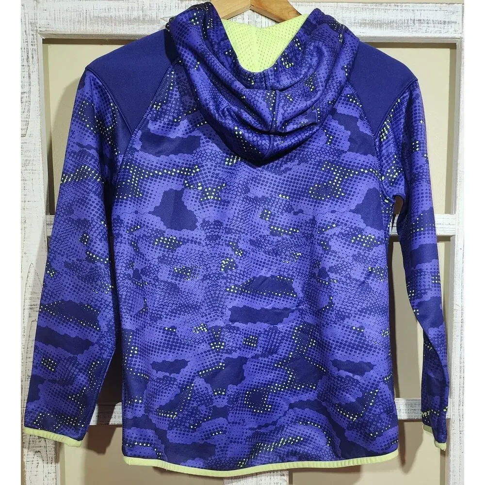 Under Armour Girls Purple Camo Performance Hoodie ColdGear Athletic Pullover
